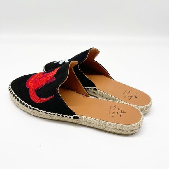AQUATALIA Blair Espadrille Embroidered Black Flat - Picture 5 of 10